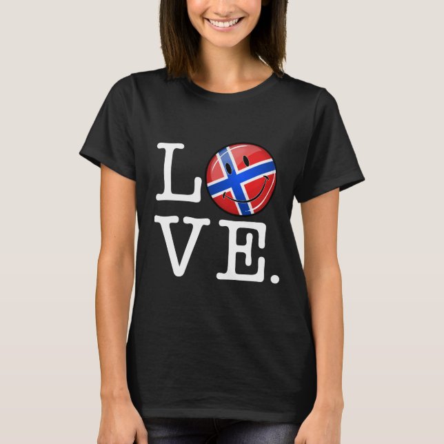 Kärlek Norge Smiling Flagga T-shirt (Framsida)