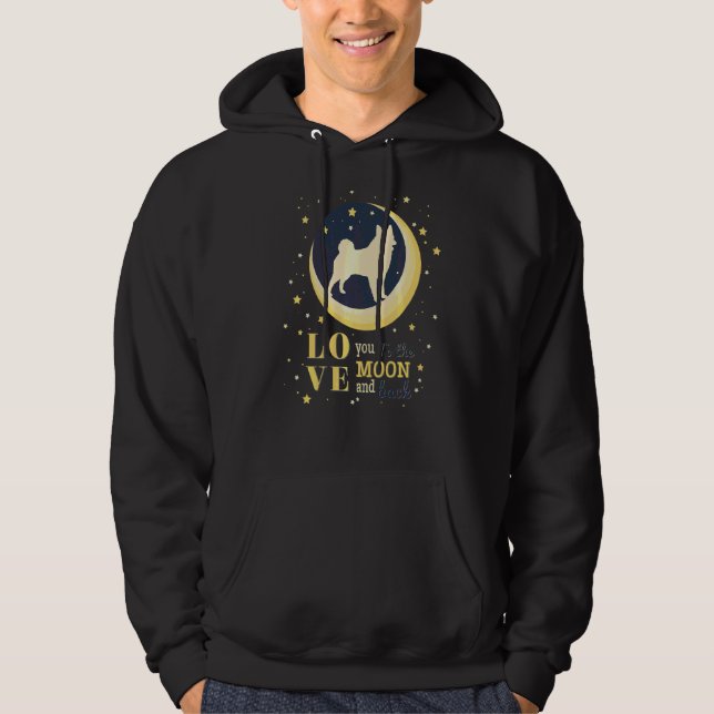 Kärlek norska Elkhound Hund till Måne Hoodie (Framsida)