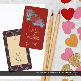 Kärlek Note Pun Barn Doodle School Valentine's Car Anteckningskort