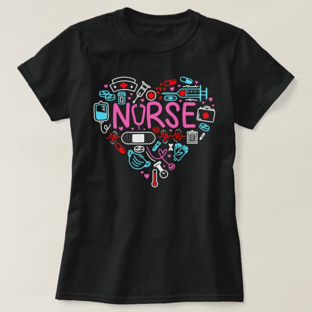 Kärlek Nurse Cute Nurse ER Nurse RN Nurse CNA Nurs T Shirt (Design framsida)
