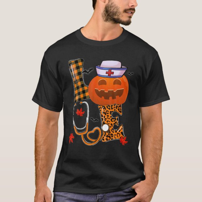 Kärlek Nurse Halloween Höstfall T Shirt (Framsida)