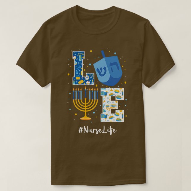 Kärlek Nurse Hanukkah Jewish Nurses Chanukah MATCH T Shirt (Design framsida)