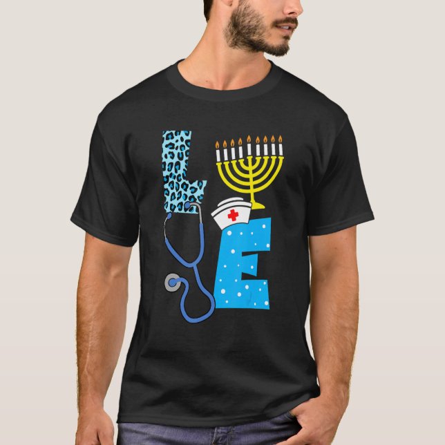Kärlek Nurse Hanukkah Jewish Nurses Chanukah PJs P T Shirt (Framsida)