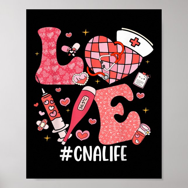 Kärlek Nurse Life Cna Life Disco Heart Nurse Vecka Poster (Framsidan)