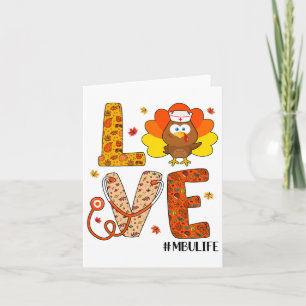Kärlek Nurse Life Fall Mbu Nurse Turkey Thanksgivi Kort