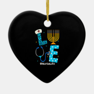 Kärlek Nurse Life Hanukkah Dekoration Menorah Matc