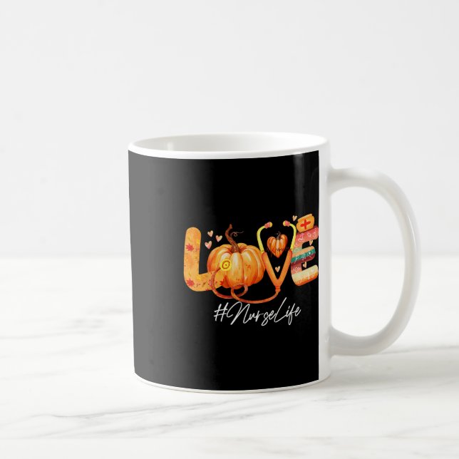 Kärlek Nurse Life Pumpkin Fall Hösthösten Thanksgi Kaffemugg (Höger)