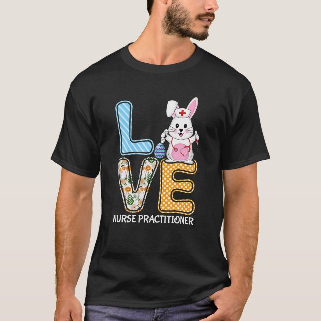 Kärlek Nurse Practier Bunny Stethoscope Påsk E T Shirt (Framsida)