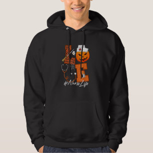 Kärlek Nurse Pumpkin Leopard Fall Halloween Thanks Hoodie