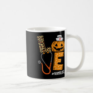 Kärlek Nurse Pumpkin Leopard Fall Halloween Thanks Kaffemugg