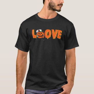 Kärlek Nurse Stethoscope Pumpkin Halloween Lycklig T Shirt