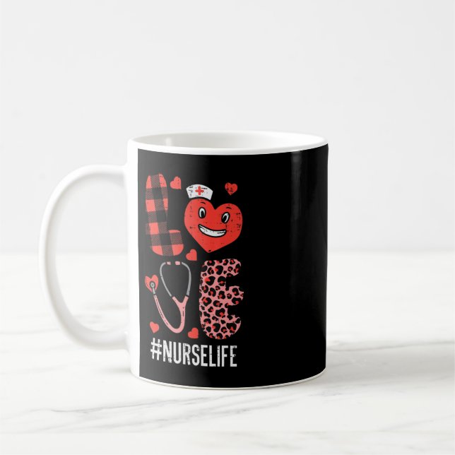 Kärlek Nurse Valentines day SCrub Valentine RN ICU Kaffemugg (Vänster)