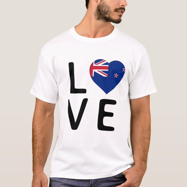 Kärlek - Nya Zeeland Flagga T Shirt (Framsida)
