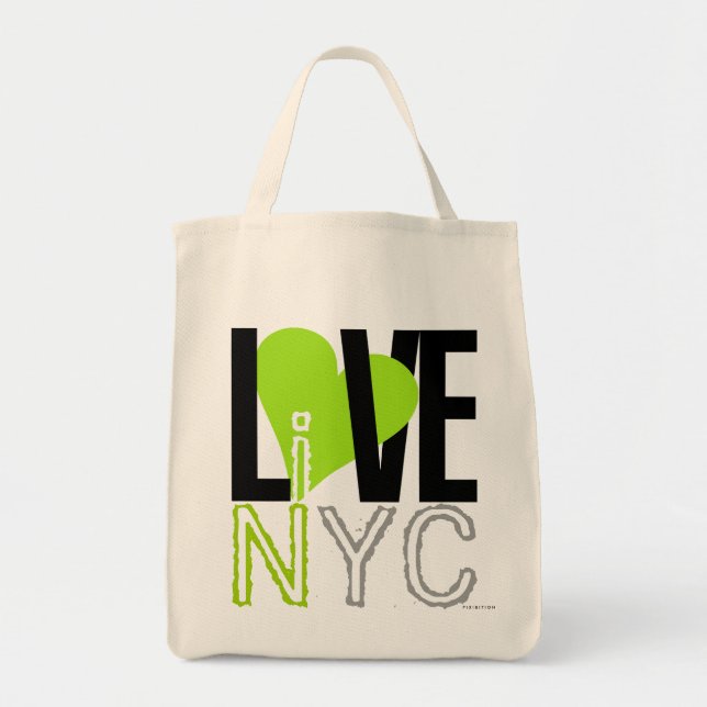 Kärlek NYC bor i NYC hänger lös grönt Tygkasse (Framsidan)
