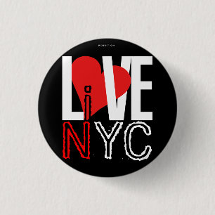 Kärlek NYC bor i NYC knäppas röd svart Knapp