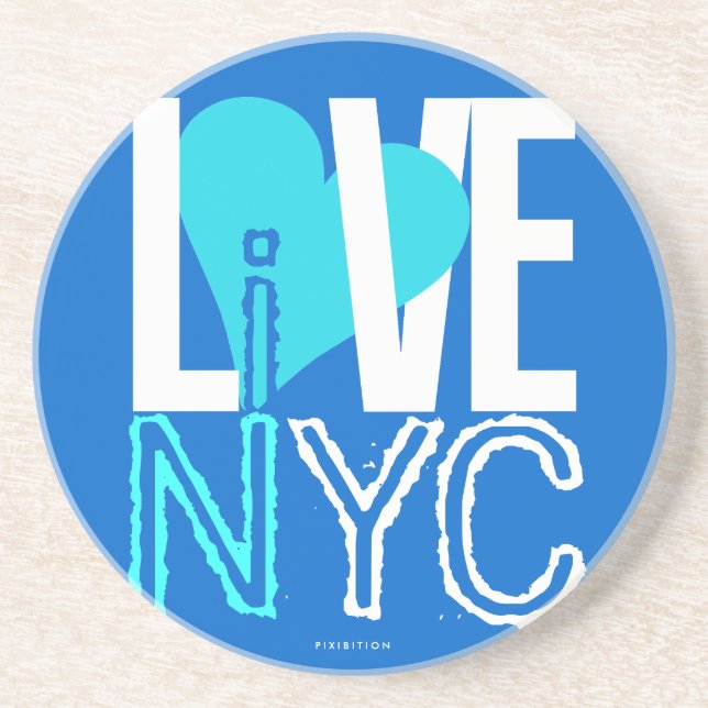 Kärlek NYC bor i NYC-kustfartygblått 4 Underlägg Sandsten (Framsidan)