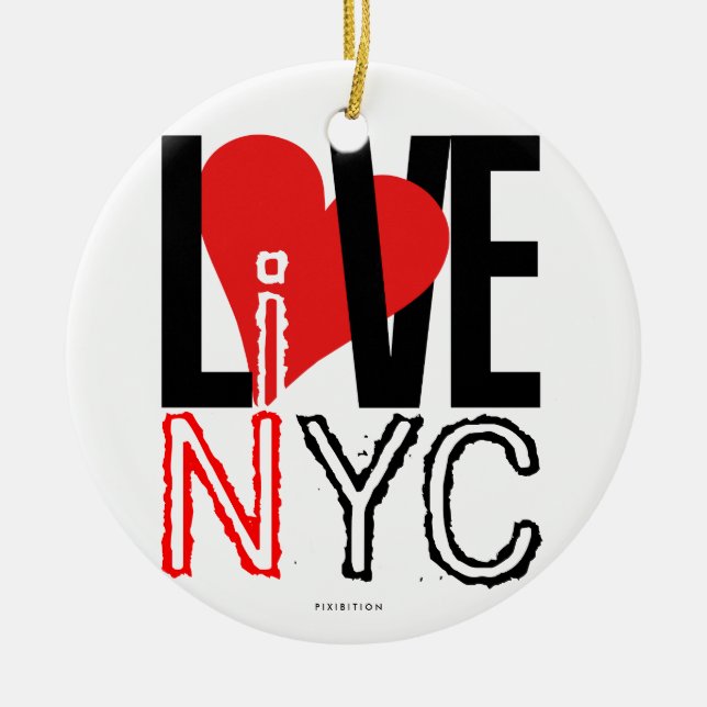 Kärlek NYC bor i vit för NYC-prydnadsvart Julgransprydnad Keramik (Framsidan)