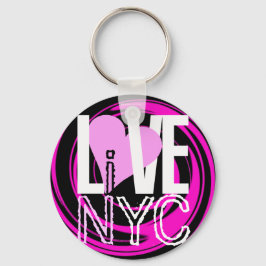 Kärlek NYC Live in NYC Keychain Rosa Nyckelring