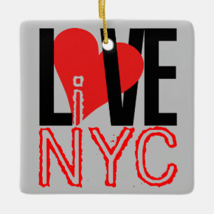 Kärlek NYC Live in NYC Square Ornamare Julgransprydnad Keramik