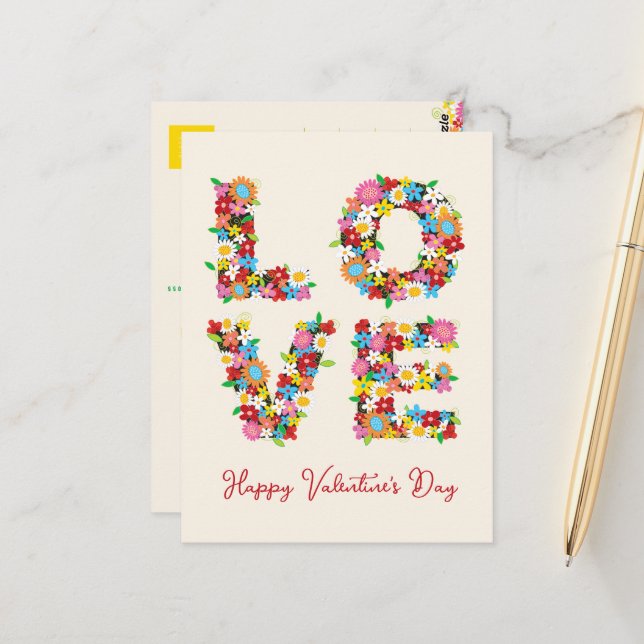 KÄRLEK Nyckfulla Färgglada Vårblommor Tack Vykort (Fram/Back In Situ)