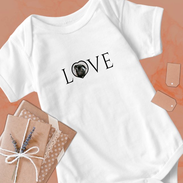 Kärlek, O är anpassad hjärta foto Svart Skrift T Shirt (Skapare uppladdad)