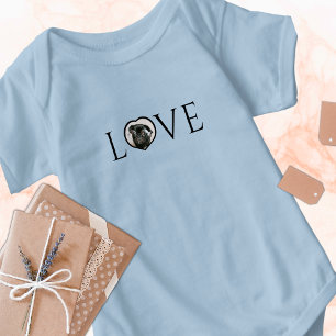 Kärlek, O är anpassad hjärta foto Vit Skrift T Shirt