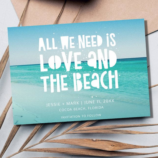 Kärlek och Beach Destination Wedding Spara Datumet (Love and the Beach Destination Wedding Save The Date)