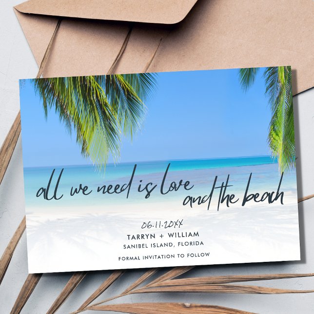 Kärlek och Beach Destination Wedding Spara Datumet (Love and the Beach Destination Wedding Save The Date)
