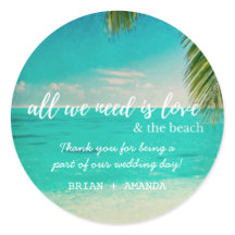 Kärlek och Beach Wedding Favor Stickers