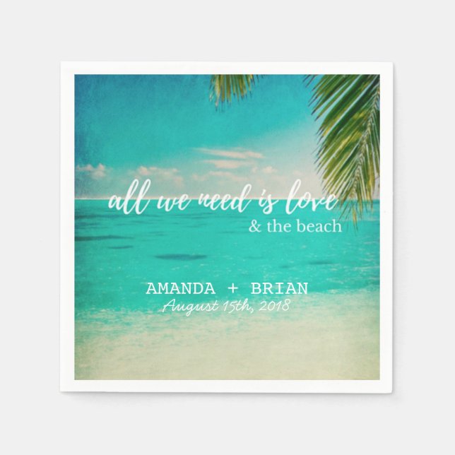 Kärlek och Beach Wedding Napkins Pappersservett (Framsidan)