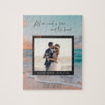 Kärlek och Beach Wedding Photo Pussel<br><div class="desc">Bröllop-keepsakspussel för ett målbröllop mellan strand firande. Anpassa med bakgrundsfoto (eller solnedgång i användan på stranden) och lägg till bröllop-foto, namn, bröllop-datum, plats och koordinater för bröllop. För att få koordinaterna för din plats i bröllop - sök bara google namn vid koordinaterna ställe och ord. Exempel: "Cabo San Lucas-koordinater". Kopiera...</div>