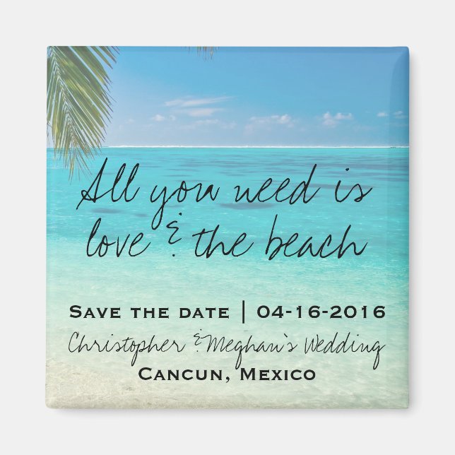 Kärlek och Beach Wedding Spara Date Magnets Magnet (Framsidan)