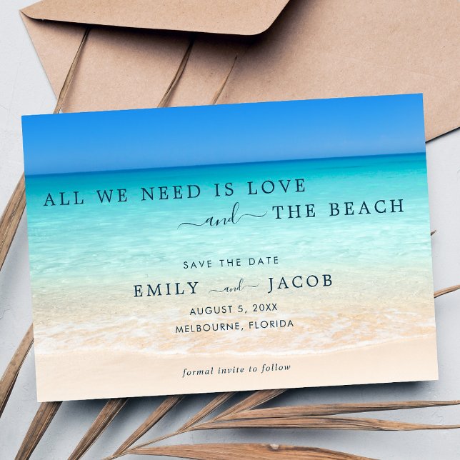Kärlek och Beach Wedding Spara Datumet (Love and the Beach Wedding Save the Date)