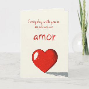 Kärlek och Big Red Heart Beige Valentines day Kort