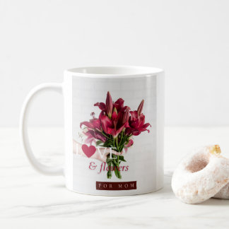 Kärlek och blommor för Mamma Lila Rosa Blommigt Ro Kaffemugg