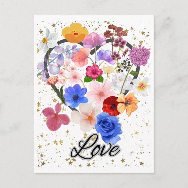 Kärlek och Blommor Vykort (Framsida)