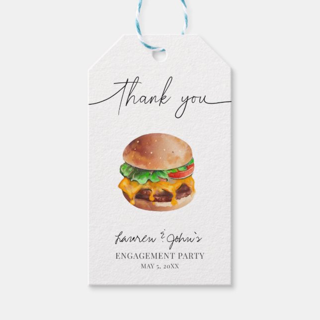 Kärlek och burgare Förlovningsfest Presentetikett (Framsidan)