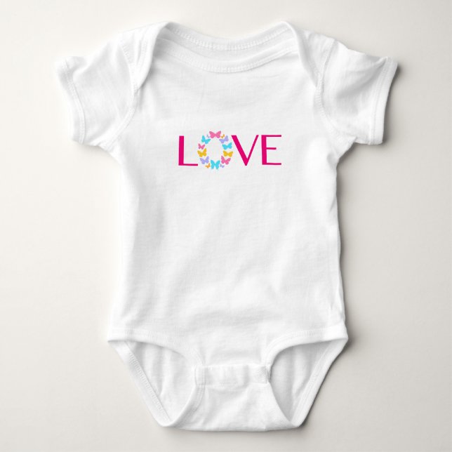 Kärlek och Butterflies Baby Bodykostym T Shirt (Framsida)