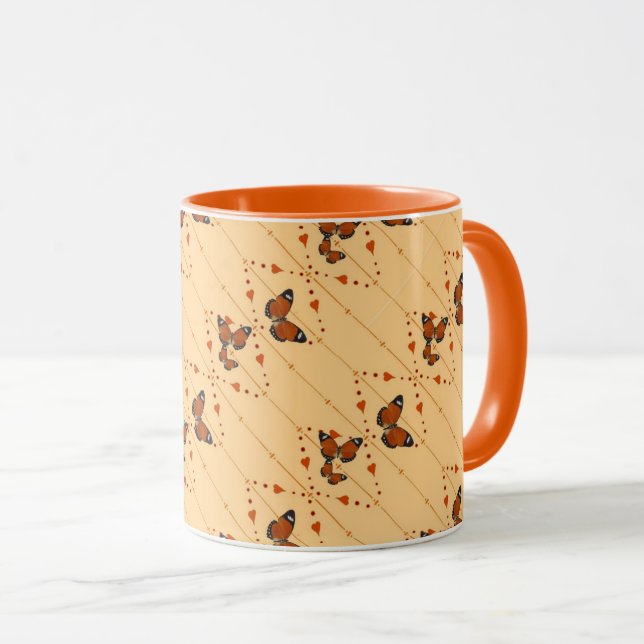 Kärlek och Butterflies i orange 2 Mugg (Framsida höger)