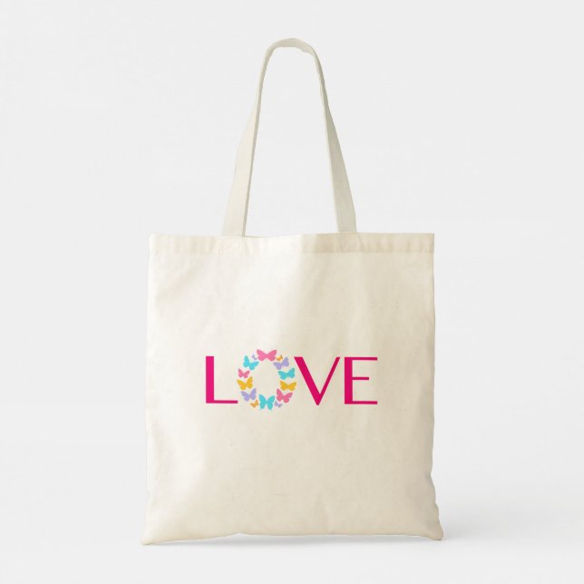 Kärlek och Butterflies Tote Bag Tygkasse (Baksida)