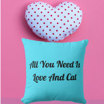 Kärlek och Cat Personlig Cute Funny Quote Blue Kudde<br><div class="desc">Omforma ditt utrymme med "Kärlek och Cat Personlig Cute Funny Quote Blue Dekorativ kudde". Perfekt för kattälskare,  den här charmeringskudden tillför humor och värme till vilket rum som helst. Mysigt och snyggt - få din för perfektens décor! Använda designen verktyg för att anpassa stil med precision. Kontakta catsapparellovers@gmail.com</div>