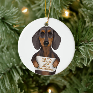 Kärlek och Dachshund Julgransprydnad Keramik