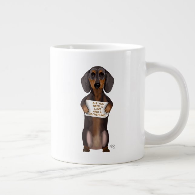 Kärlek och Dachshund Jumbo Mugg (Höger)