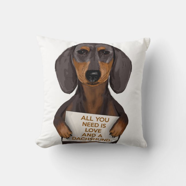 Kärlek och Dachshund Kudde (Framsida)