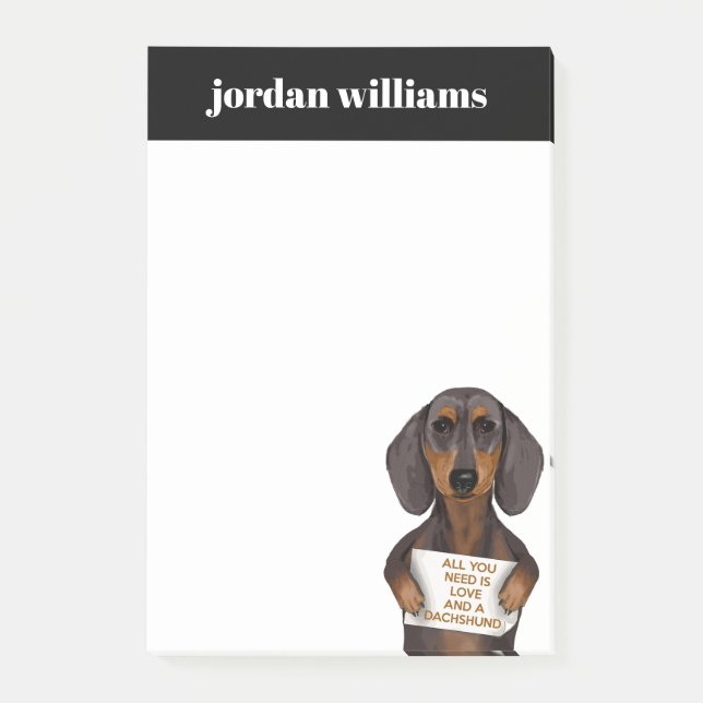 Kärlek och Dachshund Post-it Block (Framsida)