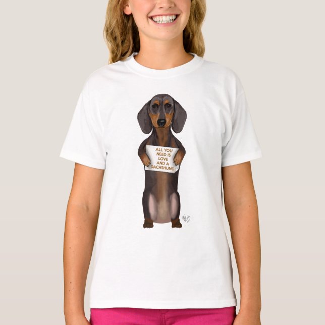 Kärlek och Dachshund T Shirt (Framsida)