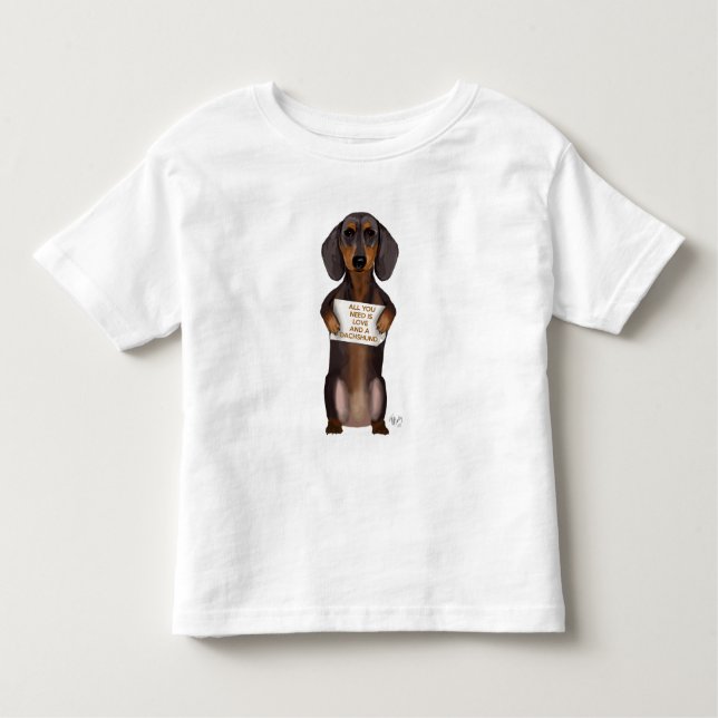 Kärlek och Dachshund T Shirt (Framsida)