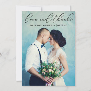 Kärlek och Elegant Calligraphy Bröllop Photo Tack Kort