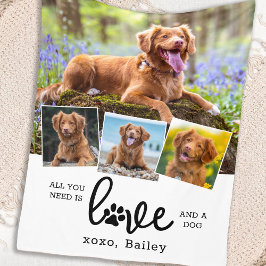 KÄRLEK och en HUND 4 Photo Collage Fleecefilt