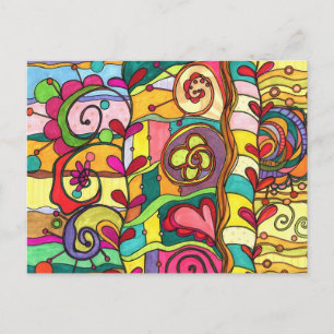 "Kärlek och Färg" Illustration av Paisley i Paris™ Vykort